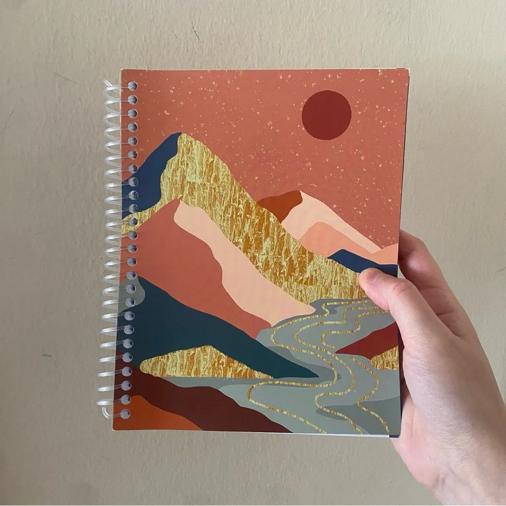 Boho Desert Landscape Print Colorful Lined Journal Notebook